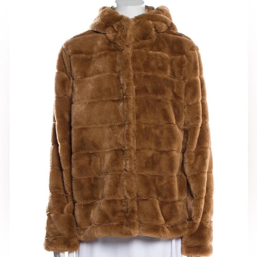 NWOT CHRISTIAN SIRIANO Faux Fur Teddy Bear Hooded Jacket Puffer Crop